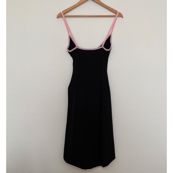 VTG 90s Y2K Taboo Asymmetrical Slip Dress M Black Pink Fairy Grunge Whimsygoth - Picture 2 of 15